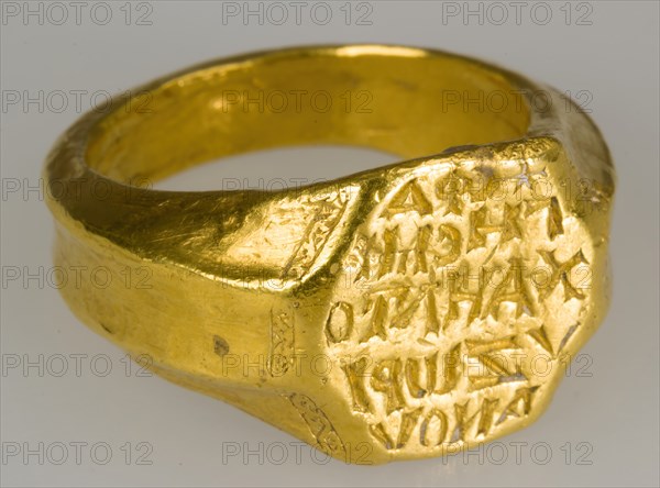 Gold Signet Ring of Michael Zorianos, Byzantine, ca. 1300.