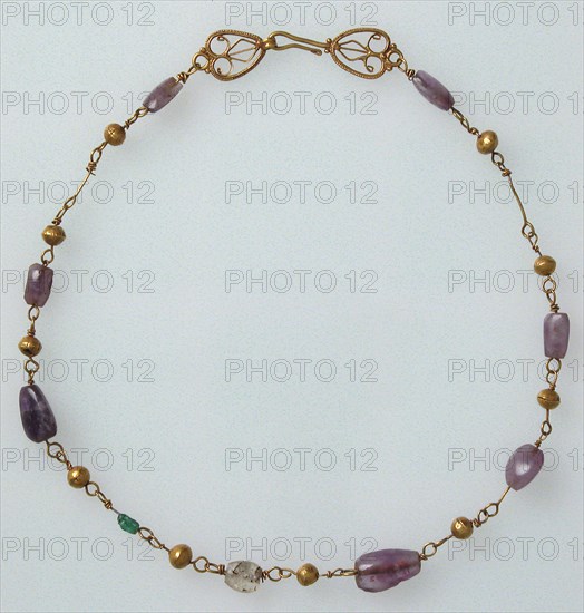 Gold Necklace with Amethysts, Glass, and Gold Beads, Byzantine, 6th-7th century.