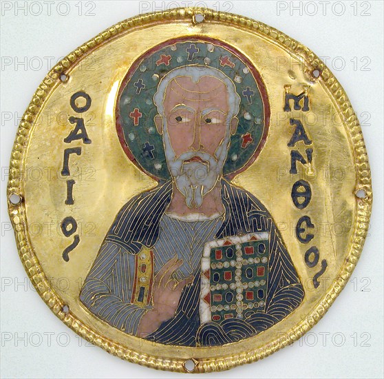 Medallion with Saint Matthew from an Icon Frame, Byzantine, ca. 1100.