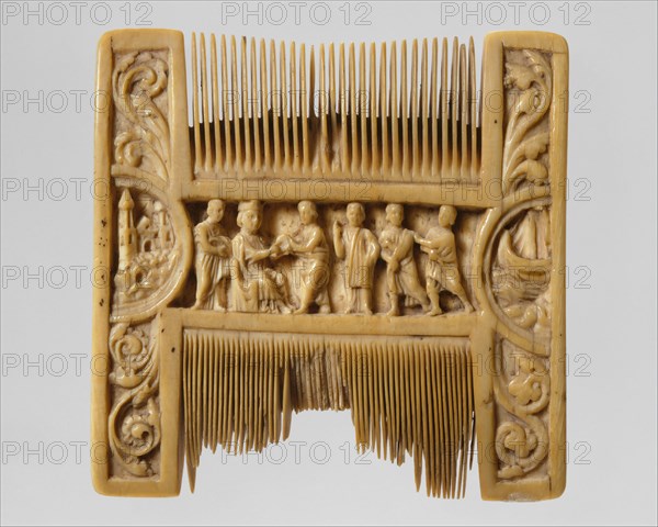 Double-Sided Ivory Liturgical Comb with Scenes of Henry II and Thomas Becket, British, ca. 1200-1210.