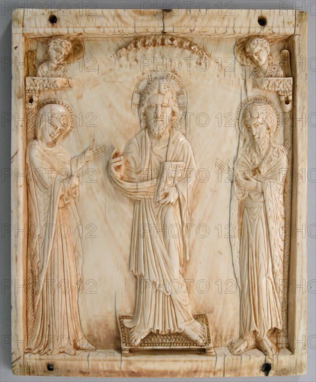 Icon with the Deesis, Byzantine, mid-900s. Christ with the Virgin and John the Forerunner (the Baptist)