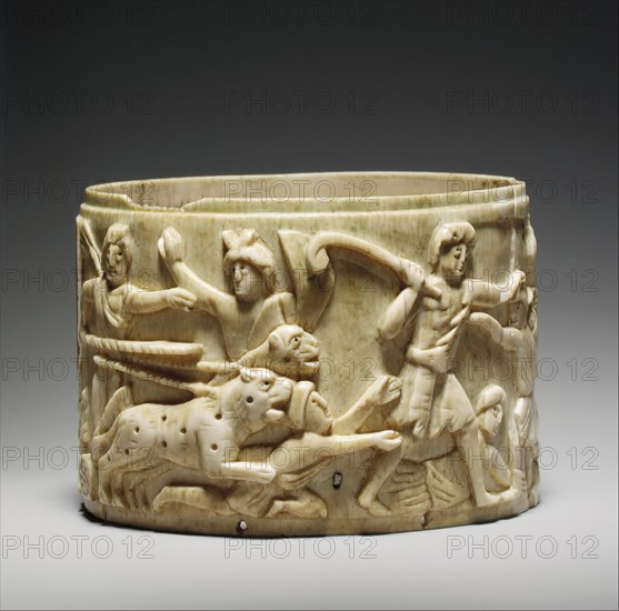 Ivory Pyx with the Triumph of Dionysos in India, Byzantine, mid-500s.