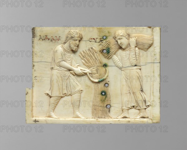 Panel from an Ivory Casket with the Story of Adam and Eve, Byzantine, 10th or 11th century.