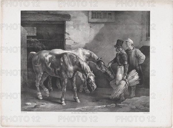 Two Post Horses at the Door of a Stable, 1822.