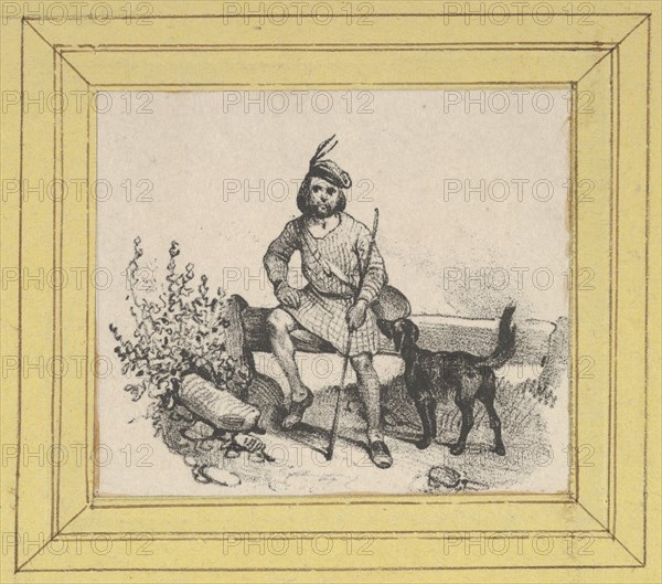 Man sitting with a dog, mid-19th century.