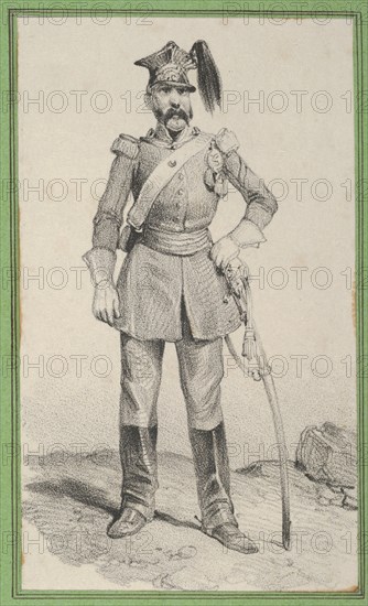 Standing soldier with his hand on the helm of his sword, mid-19th century.