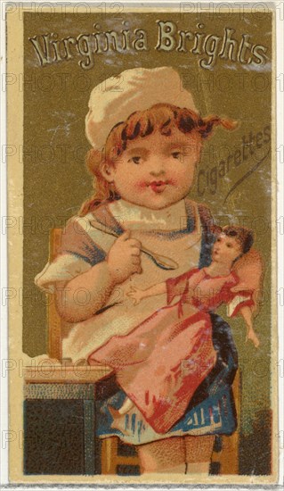 From the Girls and Children series (N64) promoting Virginia Brights Cigarettes for Allen & Ginter brand tobacco products, 1886.