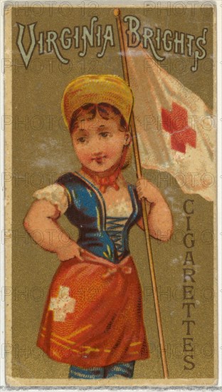 From the Girls and Children series (N64) promoting Virginia Brights Cigarettes for Allen & Ginter brand tobacco products, 1886.