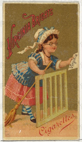 From the Girls and Children series (N64) promoting Virginia Brights Cigarettes for Allen & Ginter brand tobacco products, 1886.