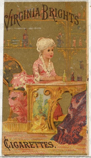 From the Girls and Children series (N64) promoting Virginia Brights Cigarettes for Allen & Ginter brand tobacco products, 1886.