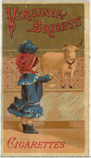 From the Girls and Children series (N64) promoting Virginia Brights Cigarettes for Allen & Ginter brand tobacco products, 1886.