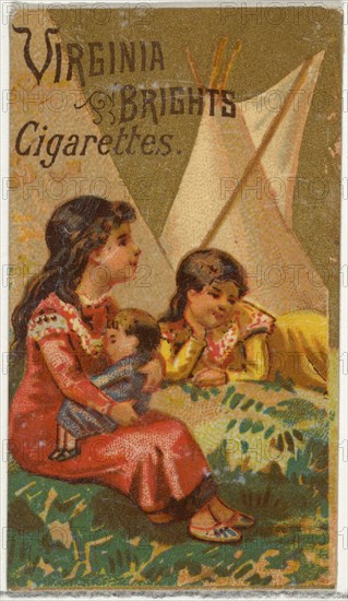 From the Girls and Children series (N64) promoting Virginia Brights Cigarettes for Allen & Ginter brand tobacco products, 1886.