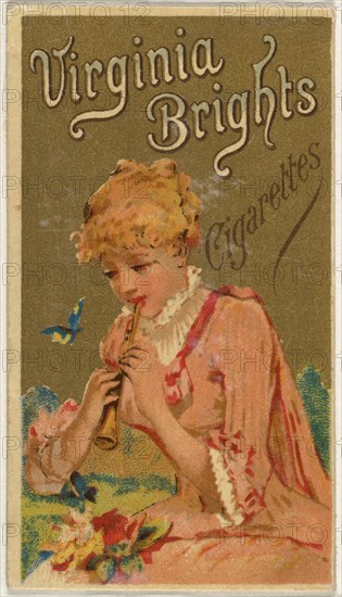 From the Girls and Children series (N64) promoting Virginia Brights Cigarettes for Allen & Ginter brand tobacco products, 1886.