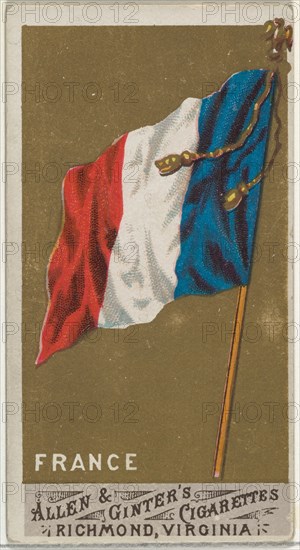 France, from Flags of All Nations, Series 1 (N9) for Allen & Ginter Cigarettes Brands, 1887.