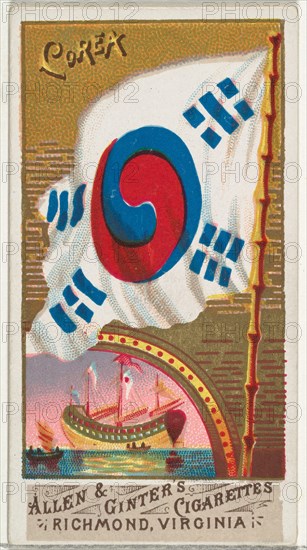 Korea, from Flags of All Nations, Series 1 (N9) for Allen & Ginter Cigarettes Brands, 1887.