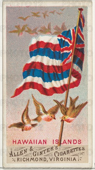 Hawaiian Islands, from Flags of All Nations, Series 1 (N9) for Allen & Ginter Cigarettes Brands, 1887.