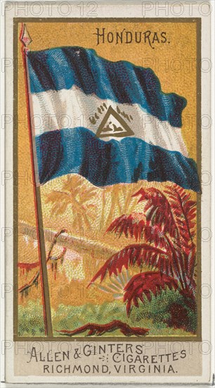 Honduras, from Flags of All Nations, Series 2 (N10) for Allen & Ginter Cigarettes Brands, 1890.