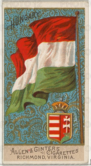 Hungary, from Flags of All Nations, Series 2 (N10) for Allen & Ginter Cigarettes Brands, 1890.