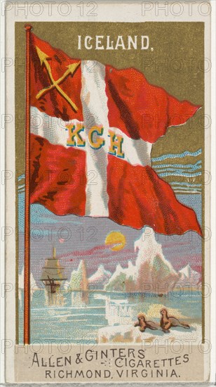 Iceland, from Flags of All Nations, Series 2 (N10) for Allen & Ginter Cigarettes Brands, 1890.