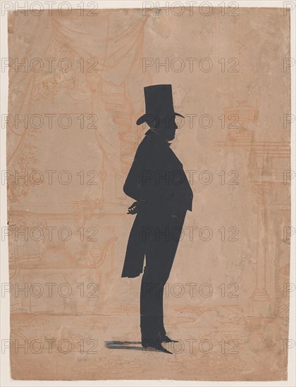 Silhouette of an unknown man in a top hat and tails, 1828-83.