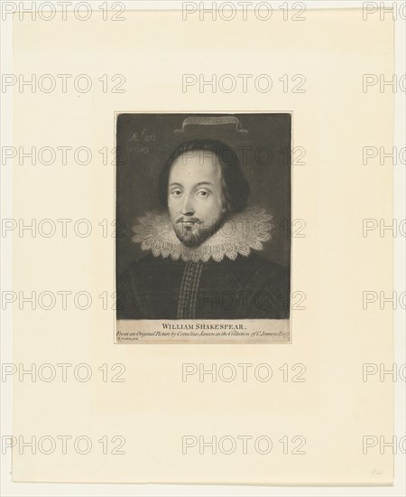 William Shakespeare (formerly known as), ca. 1770. [Portrait of an Unknown Gentleman, possibly Thomas Overbury, based on a painting once attributed to Cornelius Johnson (or Janssen), believed in the nineteenth-century to represent Shakespeare at the age of forty].