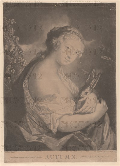 Autumn: a young woman holding a rabbit, 1775.