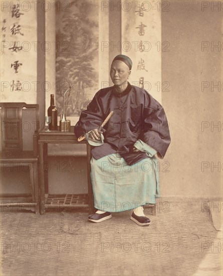 [Seated Chinese Woman with Fan], 1870s.