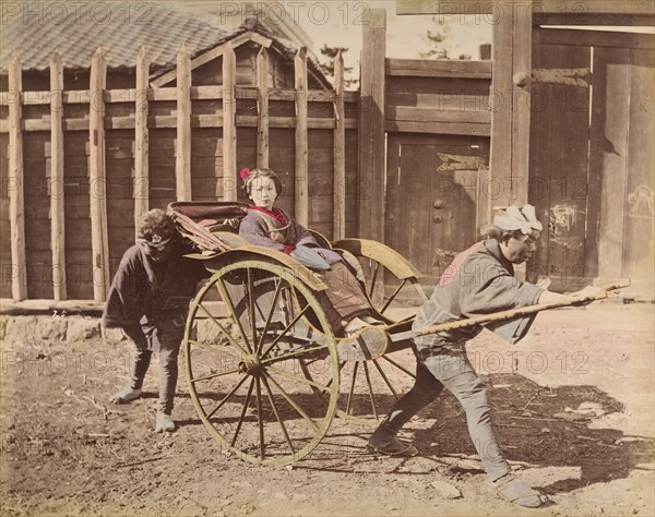 [Japanese Woman Posing in a Carriage], 1870s.
