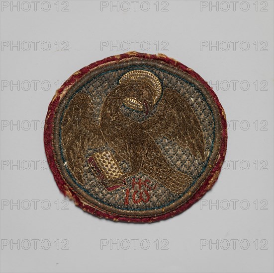 Embroidered Medallion, Byzantine, 15th-16th century. Evangelist symbol of an eagle.