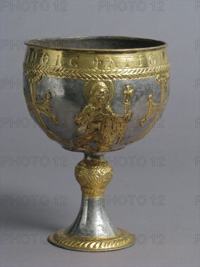 The Attarouthi Treasure - Chalice, Byzantine, 500-650.  Probably Saint Stephen.