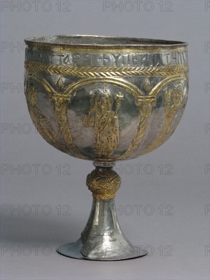 The Attarouthi Treasure - Chalice, Byzantine, 500-650. Saint John the Forerunner. Inscribed in Greek.