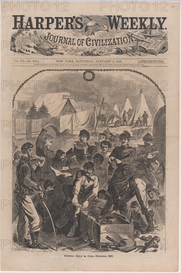 Christmas Boxes in Camp - Christmas, 1861 (Harper's Weekly, Vol. VI), January 4, 1862.