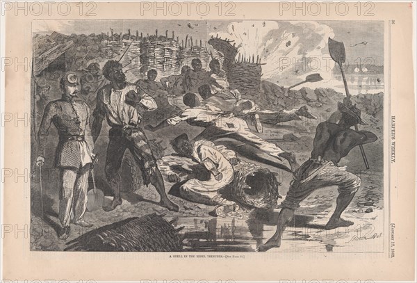 A Shell in Rebel Trenches (Harper's Weekly, Vol. VII), January 17, 1863.