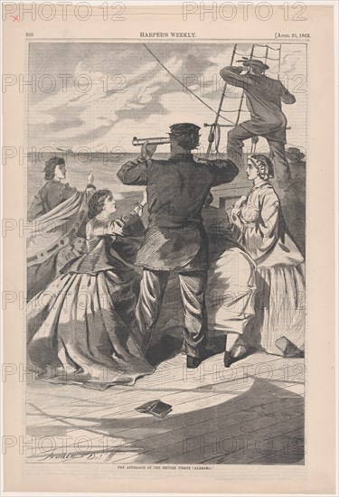 The Approach of the British Pirate "Alabama" (Harper's Weekly, Vol. VII), April 25, 1863.