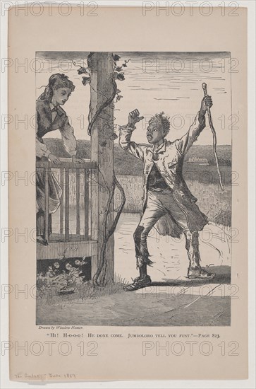 Hi! Ho-o-o! He Done Come. Jumboloro Tell you Fust (The Galaxy, An Illustrated Magazine of Entertaining Reading, Vol. VII), June 1869.