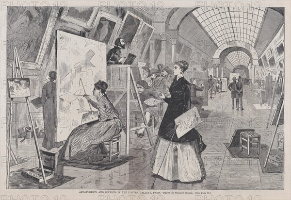 Art-Students and Copyists in the Louvre Gallery, Paris (Harper's Weekly, Vol. XII), January 11, 1868.