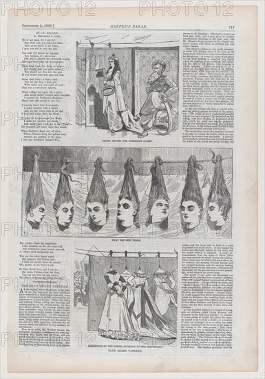 Blue Beard Tableau: Fatima Enters the Forbidden Court; What She Sees There; Disposition of the Bodies (Invisible to the Spectators) (Harper's Bazar, Vol. I), September 5, 1868.