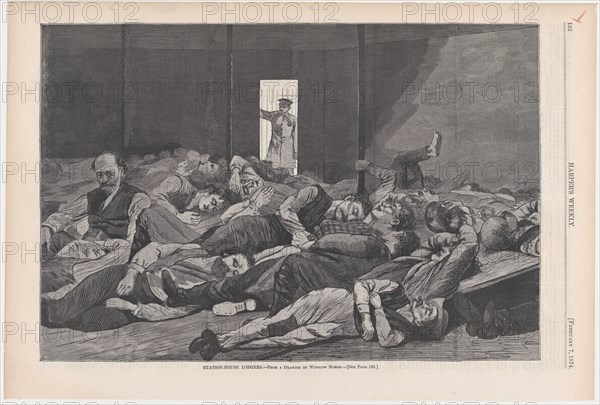 Station-House Lodgers (Harper's Weekly, Vol. XVIII), February 7, 1874.