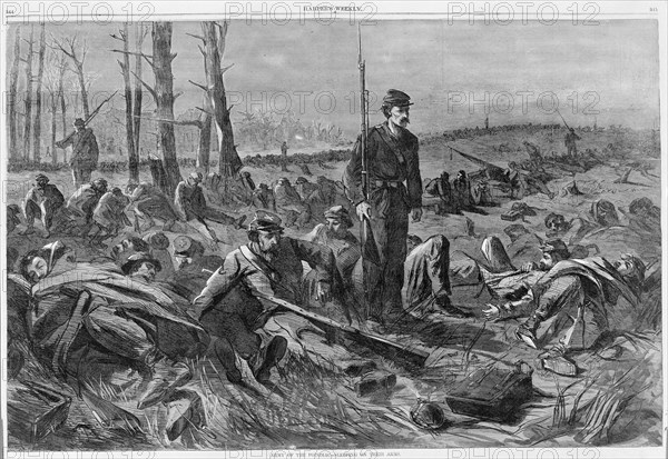 Army of the Potomac - Sleeping on Their Arms (Harper's Weekly, Vol. VIII), May 28, 1864. Formerly attributed to Winslow Homer.