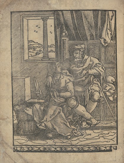 Ce est ung tractat de la noble art de leguille ascavoir ouvraiges de spaigne... title page (verso), after 1527. [From a pattern book of embroidery, lace and lace making].