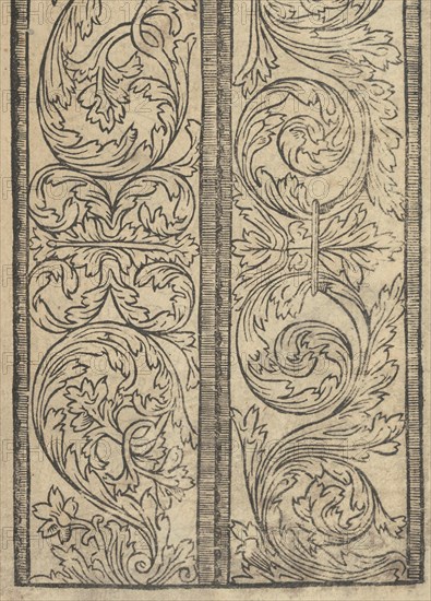 Ce est ung tractat de la noble art de leguille ascavoir ouvraiges de spaigne... page 22 (recto), after 1527. [From a pattern book of embroidery, lace and lace making].