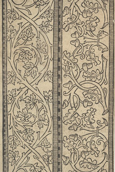 Ce est ung tractat de la noble art de leguille ascavoir ouvraiges de spaigne... page 23 (verso), after 1527. [From a pattern book of embroidery, lace and lace making].