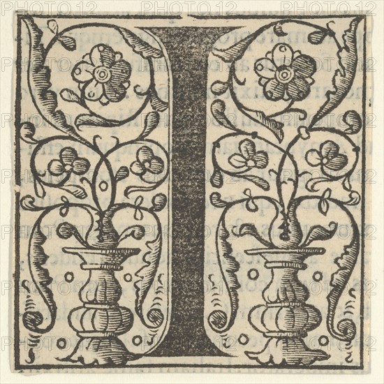 Initial letter I with garlands, mid-16th century.