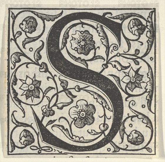 Initial letter S with garlands, mid-16th century.