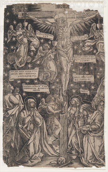 Christ on the Cross surrounded by mourners, ca. 1700-1800.