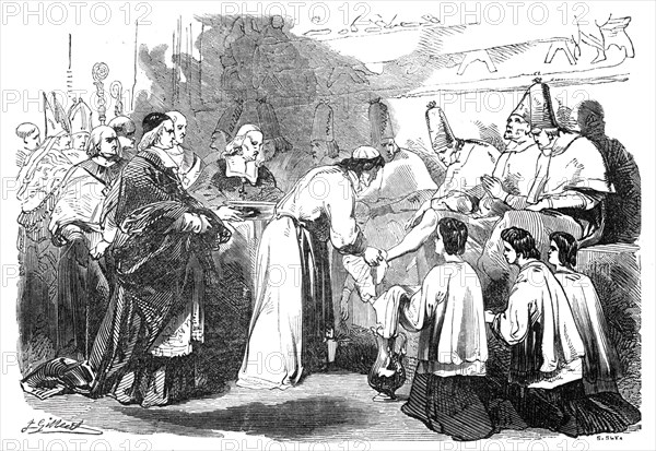 Holy Thursday - the Pope washing the feet of poor priests