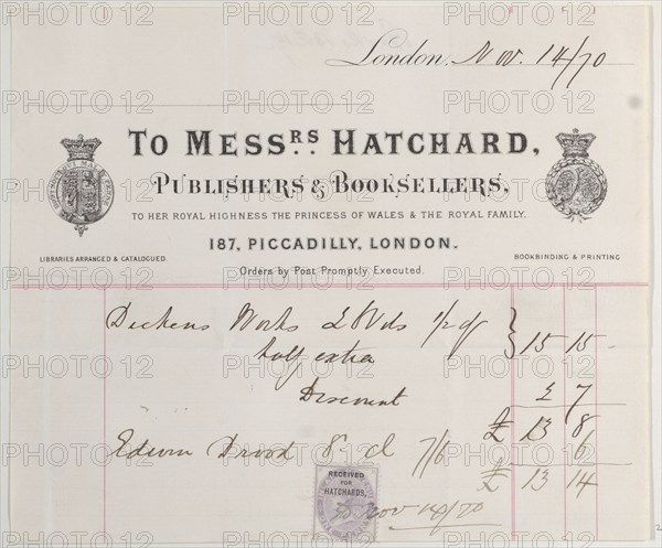 Trade card for Messrs. Hatchard