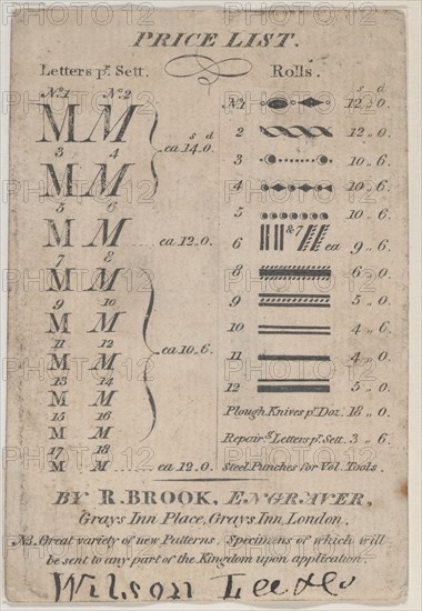 Trade Card for R. Brook