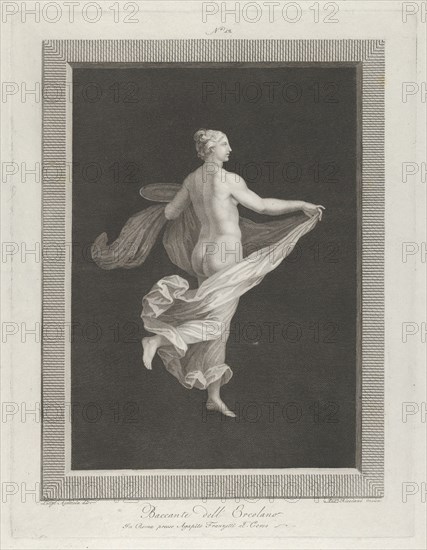 A partly naked bacchante seen from behind