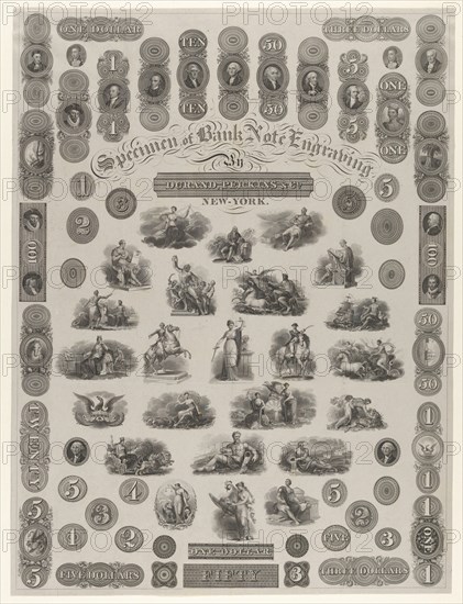 Specimen Sheet of Bank Note Engraving